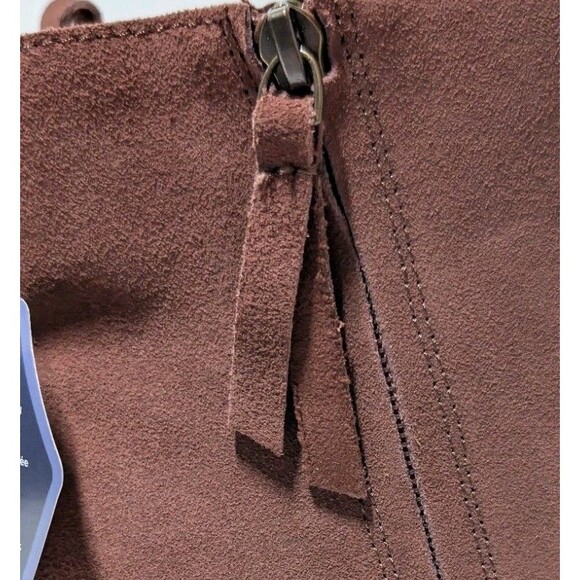 TOMS Sutton Boots Womens Size 8.5 Chestnut Suede Ankle Zip Wedge Heel Shoes NEW - Picture 13 of 15